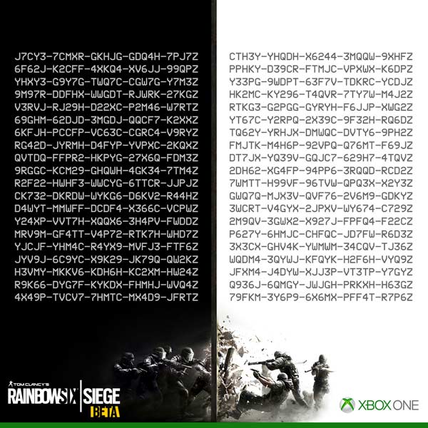 Rainbow Six Siege Xbox One Beta Codes